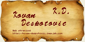 Kovan Despotović vizit kartica